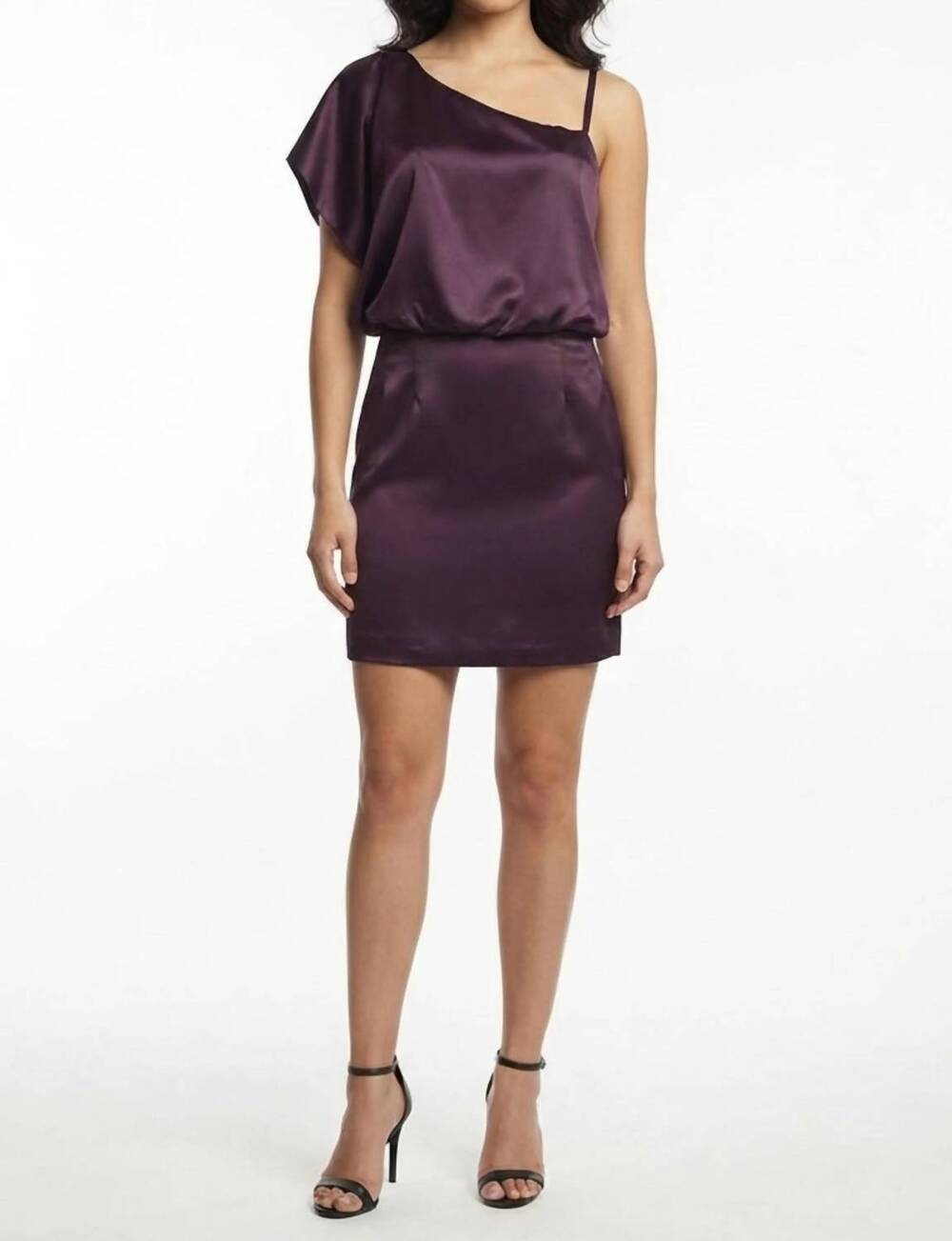 NEW JESSICA SIMPSON asymmetric one-shoulder satin mini dress in purple